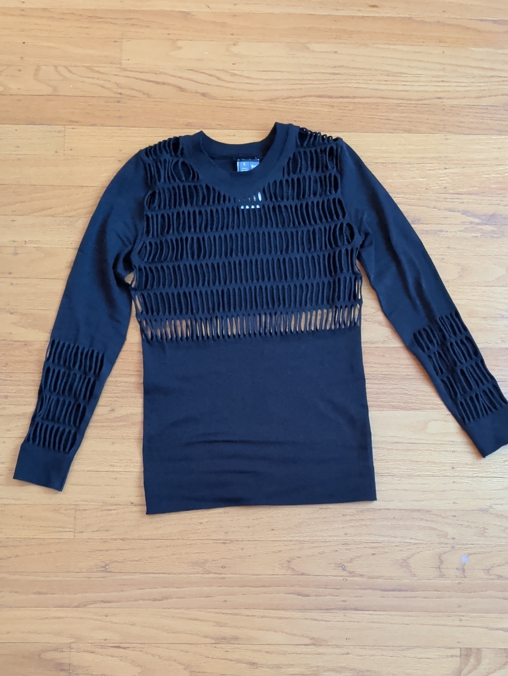 Adidas x Stell McCartney Black Long Sleeve Cutout Mesh Detail Top